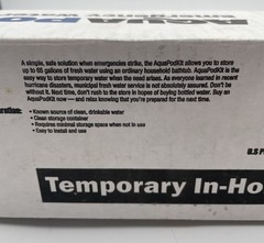 New AquaPod Kit 65 gal Emergency Water Storage In-Home Bathtub