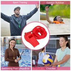 Plastic Whistles with Lanyard, 12 Pcs&6 Colors-Fitting for (Coaches/Referee)