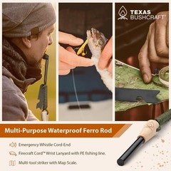 Multi-Function Ferro Rod Fire Starter with Striker – Waterproof & Durable Gear