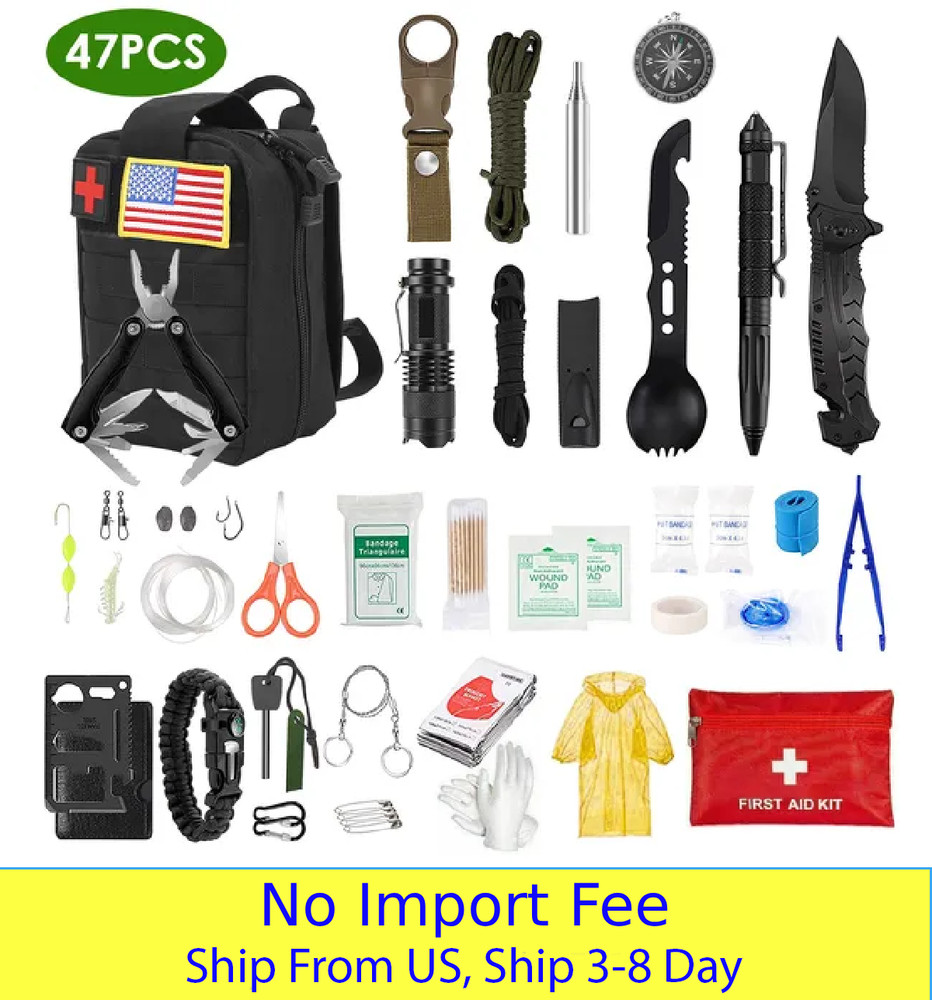 47PCS Survival Kit Emergency Gear EDC Outdoor Camping Hiking Tool Set