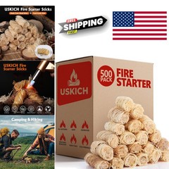 Fire Starter Sticks 500 Pcs Weather Resistant Pine Wood for Charcoal Grilling