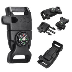 5 Pack Parachute Clips 5/8″ Whistle Compass Clasp for 5pcs 5/8 Inch Buckles