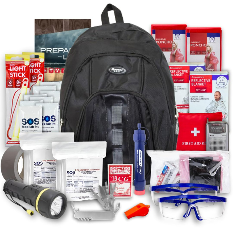 Emergency Zone Essentials 72-Hour Survival Kit – 2 Person Bug Out Bag Backpack