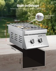 VEVOR Double Grilling Side Burners, 2 x 15,000BTU Liquid Propane Side Burner …