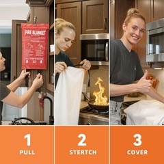 Fire Blanket 2PK 40x40in Fiberglass CE Home Kitchen RV Grill Emergency