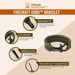 Survival Paracord Bracelet Bow Shackle Wax Tinder Fishing Line Camping Emergency