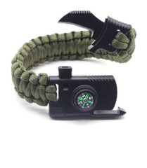 Paracord Survival Hiking Bracelet Compass, Blade edge, Emergency Whistle, 