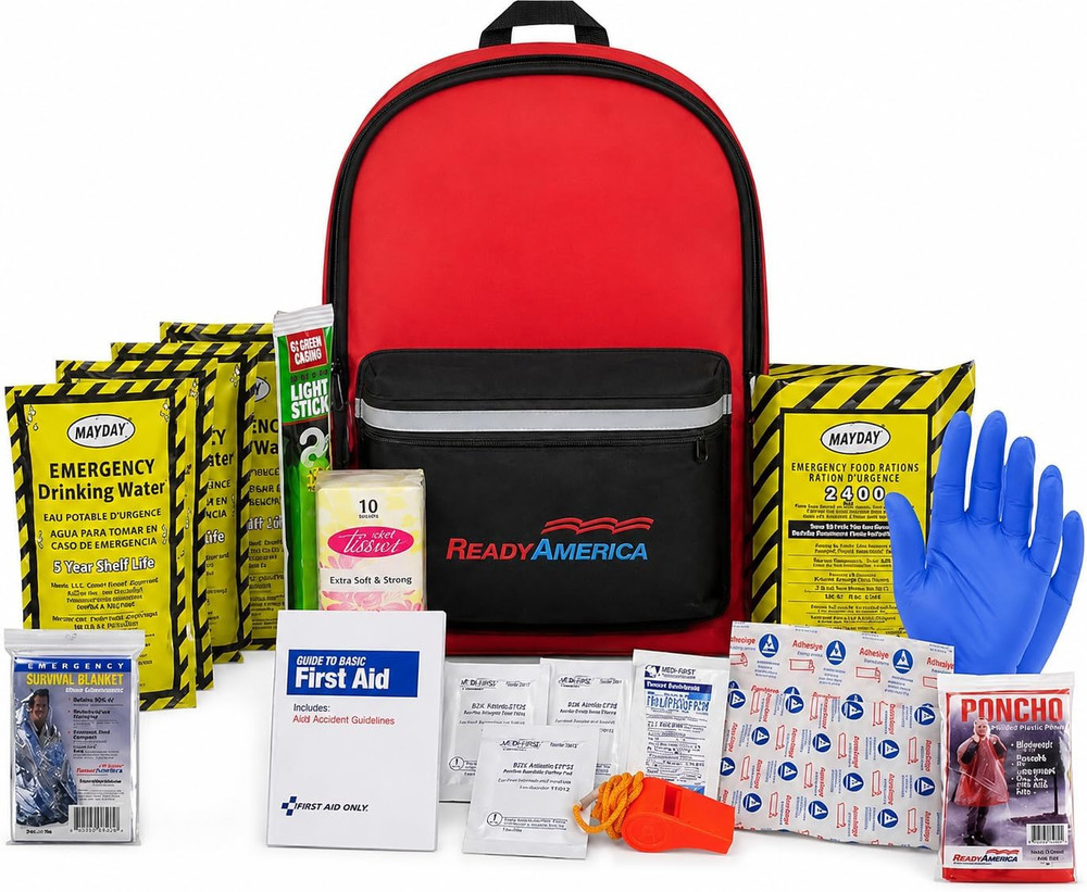70180 72 Hour Emergency Kit, 1-Person, 3-Day Backpack, Includes First Aid Kit, S