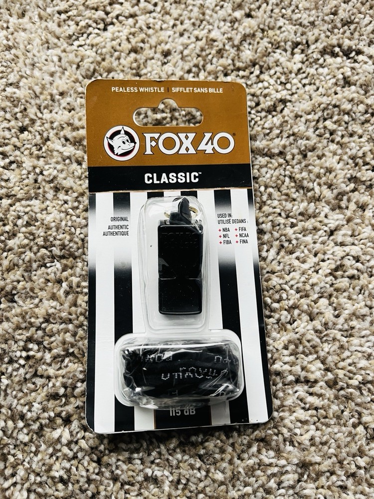 Fox 40 Classic Official Whistle with Break Away Lanyard Black