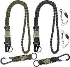 2/4PCS Heavy Duty Paracord Lanyard Keychain with USA Flag, Braided Key Lanyard f