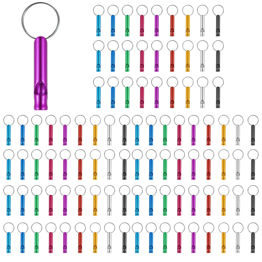 100 Pcs Emergency Whistle Survival Loud with Keychain Rescue Signaling Extra …