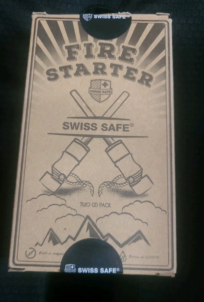 Swiss Safe 2-Pack Fire Starter – with Compass, Whistle, and Striker