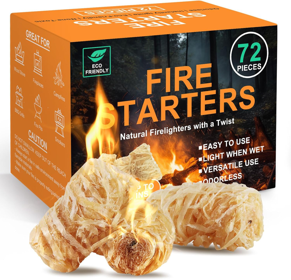 Natural Fire Starter for Campfires: All Weather Firestarters – Odorless Charc…