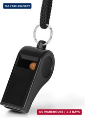 Fya Sports Whistle with Lanyard, Very Loud Black Whistles Great for Coaches, Ref