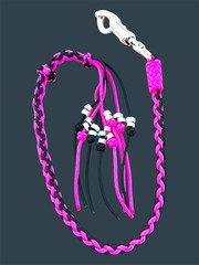 Decorative Paracord Motorcycle Get Back Whip Hot Pink/Black on Panic Snap