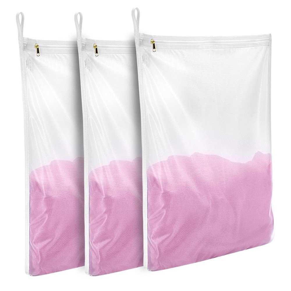GOGOODA Delicates Laundry Bags, Fine Mesh Wash Bag 3 set (3 Medium), White