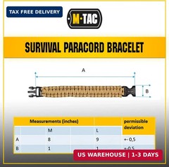 M-Tac Paracord Bracelet – Tactical Survival Wristband with Fastex Buckle – 7-Str