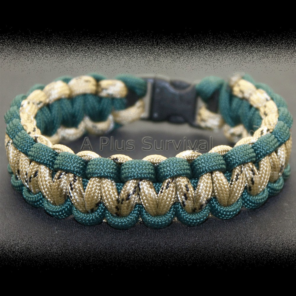 Hunter Green & Desert Camo Paracord Survival Bracelet 9 Feet 7 Strand 550 LB