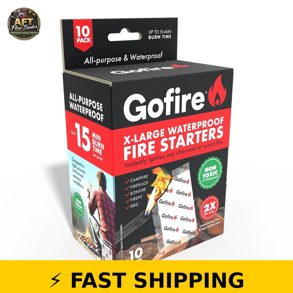GoFire XTRA LARGE 10-Piece Fire Starter Kit – Non-Toxic & Waterproof