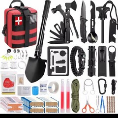 142-Piece Survival & First Aid Kit Outdoor Emergency Gear for Men Camping