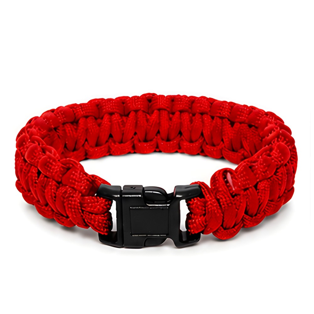Explorer 9.5″ Survival Paracord Bracelet Red Nylon Plastic Release Buckle Campin