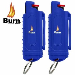 2 PACK BURN Pepper Spray Keychain 1/2oz Self Defense Security Case Molded Blue
