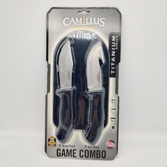 Camillus Game Set 9″ Gut Hook Knife 9 Drop Point Kit 2 Piece Set Titanium Bonded