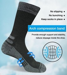 suaskk Men’s Crew Work Boot Socks, Thick Cushioned 9-12, Black 4 Pairs