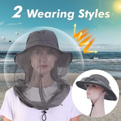 Men Women Mosquito Head Net Hat Sun Bucket Bug Mesh Fishing Garden Outdoor Cap