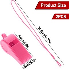 Pink Whistle, 2 Packs Whistle for Coaches, Plastic Coach Whistles with Lanyard,