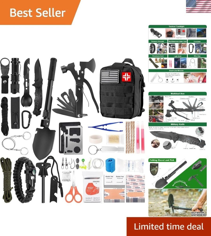 Survival Kit and First Aid Kit, 142Pcs Professional Survival Gear and Supplie…
