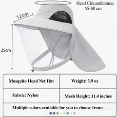 Mosquito Head Net Sun Hat for Men Women, UPF 50+ Sun Protection Hat with Full…