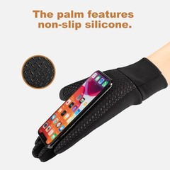 Qisan Adjustable Thermal Winter Gloves for Men | Fingerless Large, Black