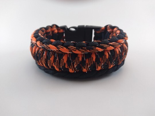 Orange, Black, White/Black King Cobra Paracord Bracelet with whistle buckle