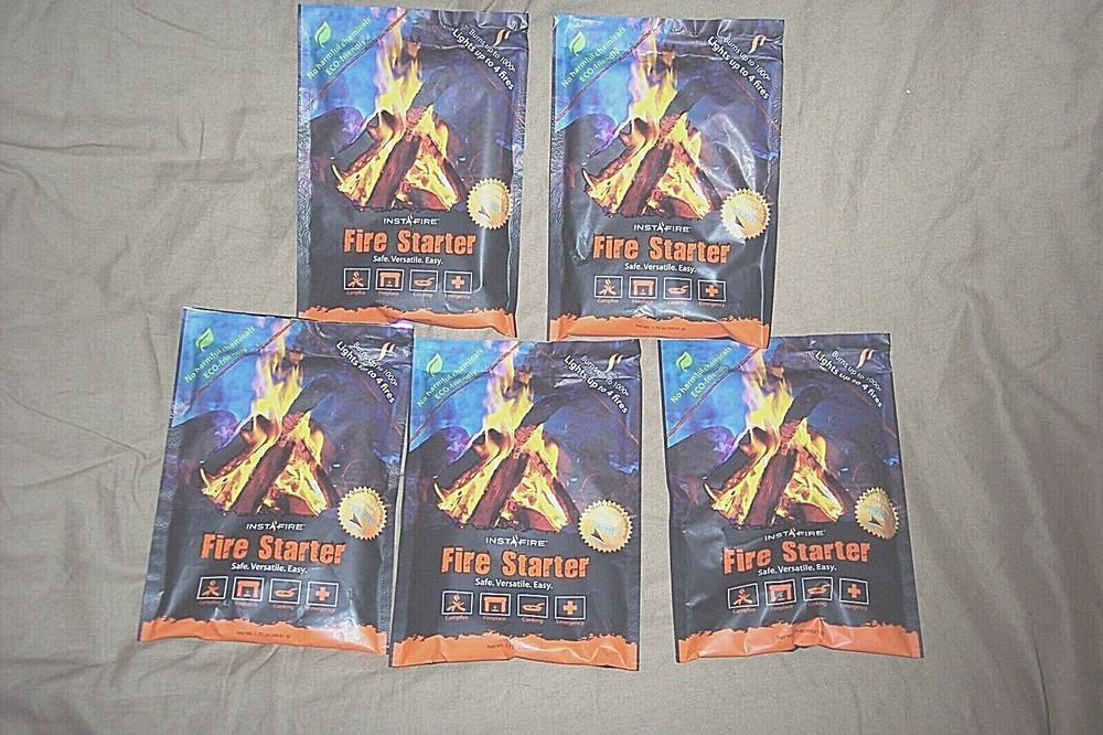 Fire Starter Camping Survival 1000 Deg Insta Fire Starter 5 Bags Waterproof Bag