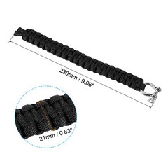Survival Paracord Bracelet, 2 Pack Bracelet with O-shaped Buckle, Black