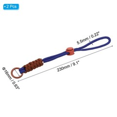 2Pcs Paracord Lanyard Keychain with Spring Ring, Dark Blue, Orange