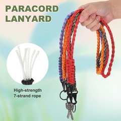 Paracord Lanyard, 2Pcs & Black/Army Green Fit for (Keys Whistle)