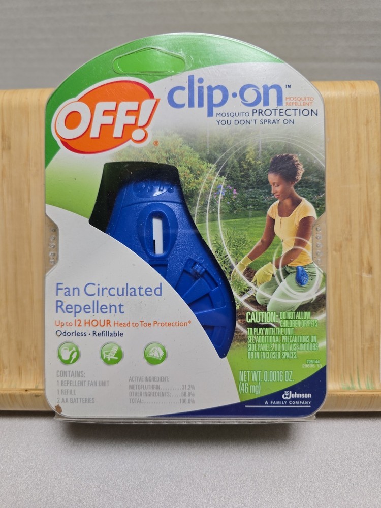 Off! Clip-on Fan Circulated Mosquito Repellent- New Blue Camping Hiking Outdoors