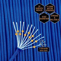 750lb Paracord 4mm 11 Strands Tactical Parachute Cord, 50′ 100′ 250′ 1000′ Ut…