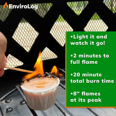 (2 Pack) Envirolog Fire Starters, 24 Ct, for Indoor and Outdoor Use 20 Min Burn