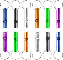 12-Pack Aluminum Emergency Whistles with Key Chains for Outdoor Activities