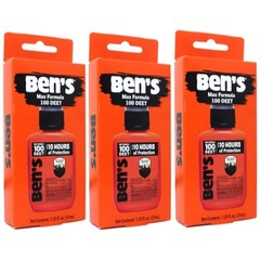 3 Pack Bens 100 Deet Max Formula Tick & Insect Repellent 1.25 Oz Each