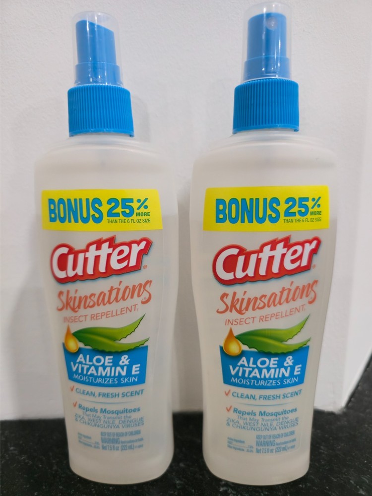 2 Pack Cutter Skinsations Insect Repellent Aloe & Vitamin E 7.5oz Bonus Size