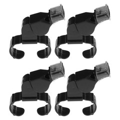 4Pcs Reusable ABS Sports Whistles with Finger Ring for Coaches Referees Black