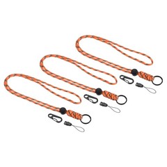3 x Paracord Lanyard 20″ Keychain Cord Metal Clasp Hook Ring Strap Orange