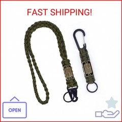 Tragdro 2 Pcs Heavy Duty Braided Paracord Lanyard Keychain with USA Flag, Parach