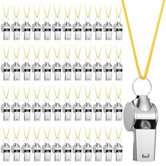 48PCS Stainless Steel Whistles with Gold Lanyard – Loud Crisp Sound for Coaches,