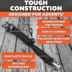 Paracord Bracelets for Men and Women – Adjustable Survival Black+orange