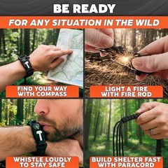 Paracord Bracelets for Men and Women – Adjustable Survival Black+orange